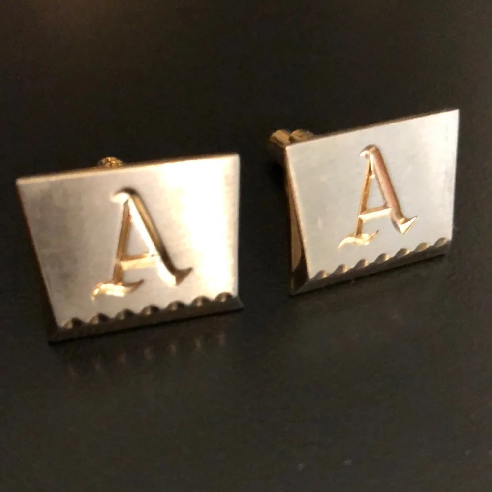 Vintage HICKOK Gold Initial 'A' Cufflinks